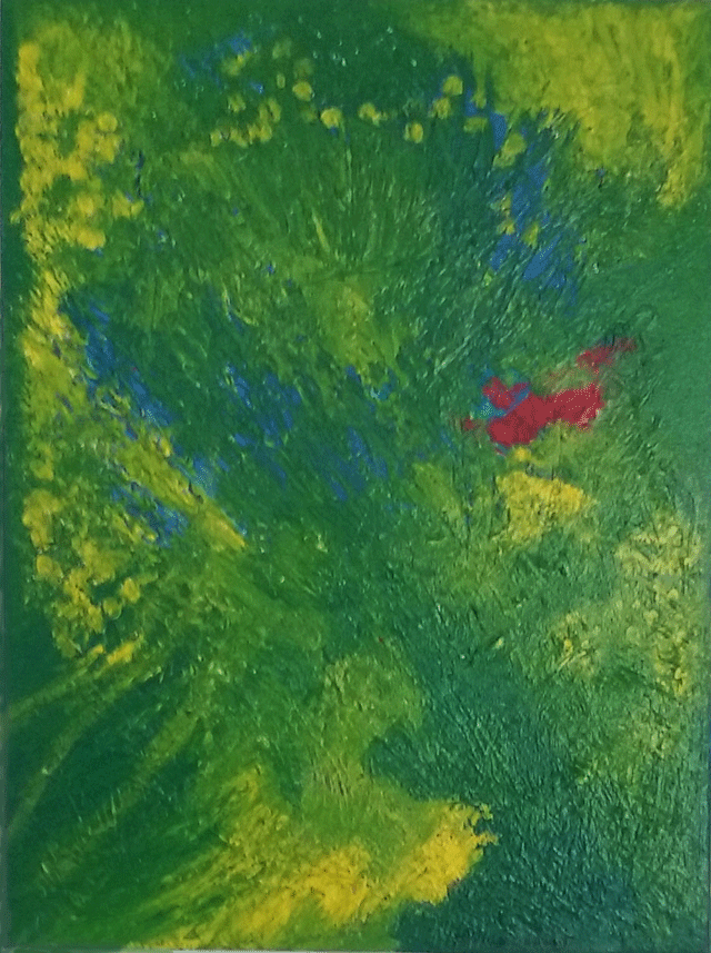 Tableau aux formes abstraites en bleu et vert