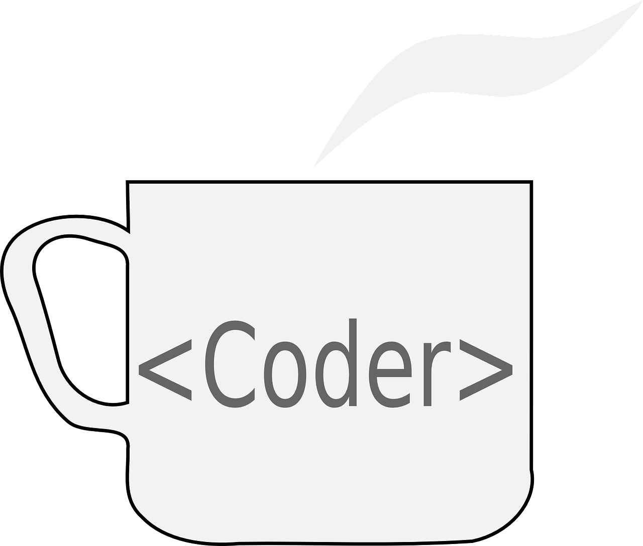 Une tasse avec le mot 'coder' inscrit dessus